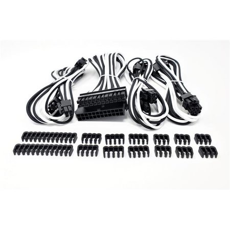 MICRO CONNECTORS Micro Connectors F04-245WBK-KIT Premium Sleeved PSU Cable Extension Kit; White & Black F04-245WBK-KIT